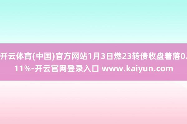 开云体育(中国)官方网站1月3日燃23转债收盘着落0.11%-开云官网登录入口 www.kaiyun.com
